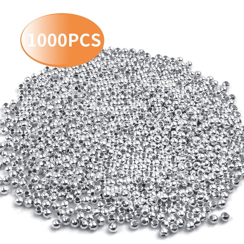 Aylifu Crimp Beads 3mm, 1000 Pieces Stopper Beads Metal Bead Spacers for DIY Bracelet Jewelry Making, Silver - Image 2